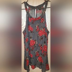 Torrid Size 2 Keyhole Tunic Tank Blue Red Floral Dress Top